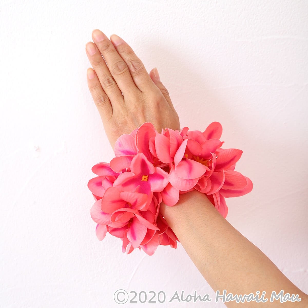 フラダンス ブレスレット アロハ プルメリア ダブル ブレスレット ピーチ