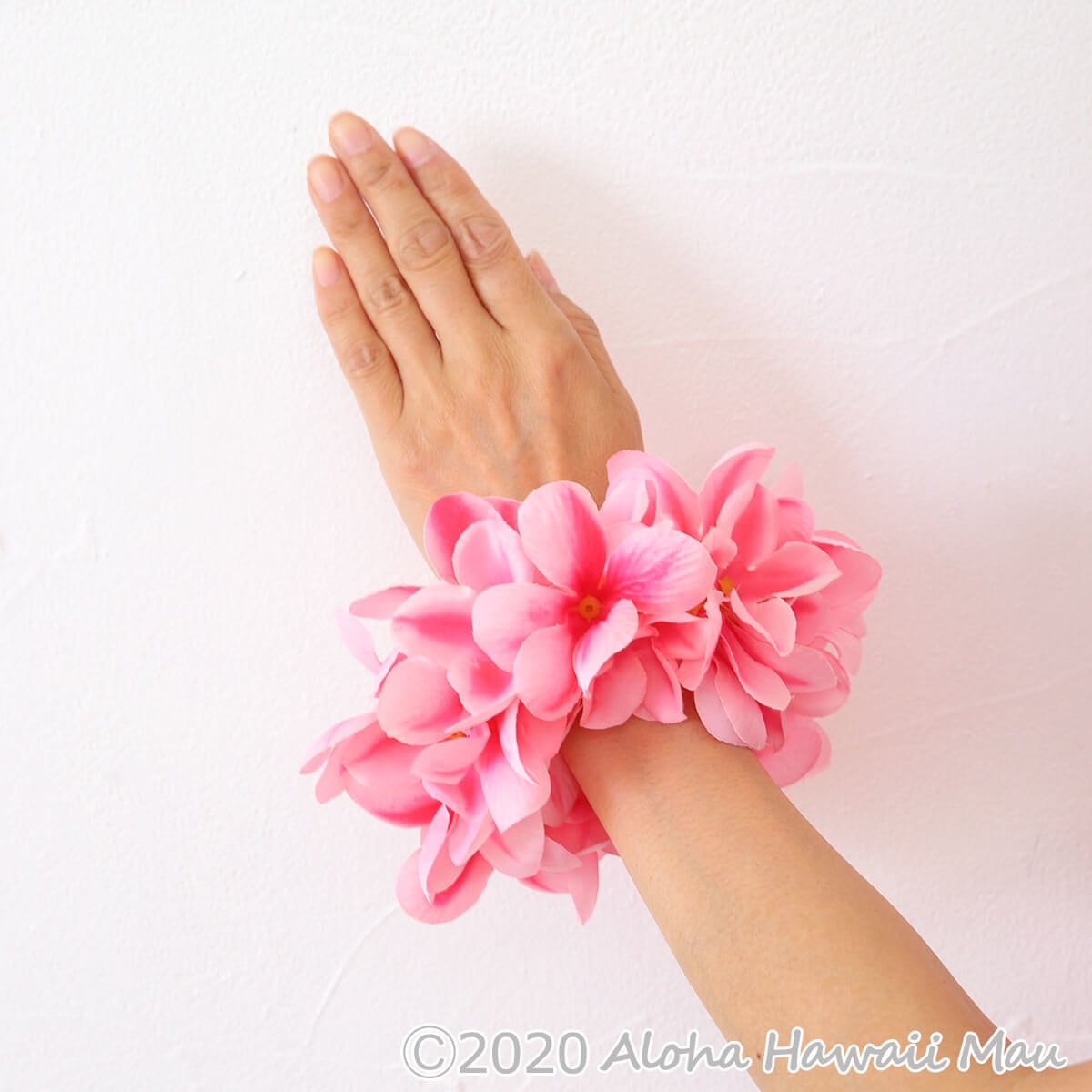 フラダンス ブレスレット アロハ プルメリア ダブル ブレスレット ピンク
