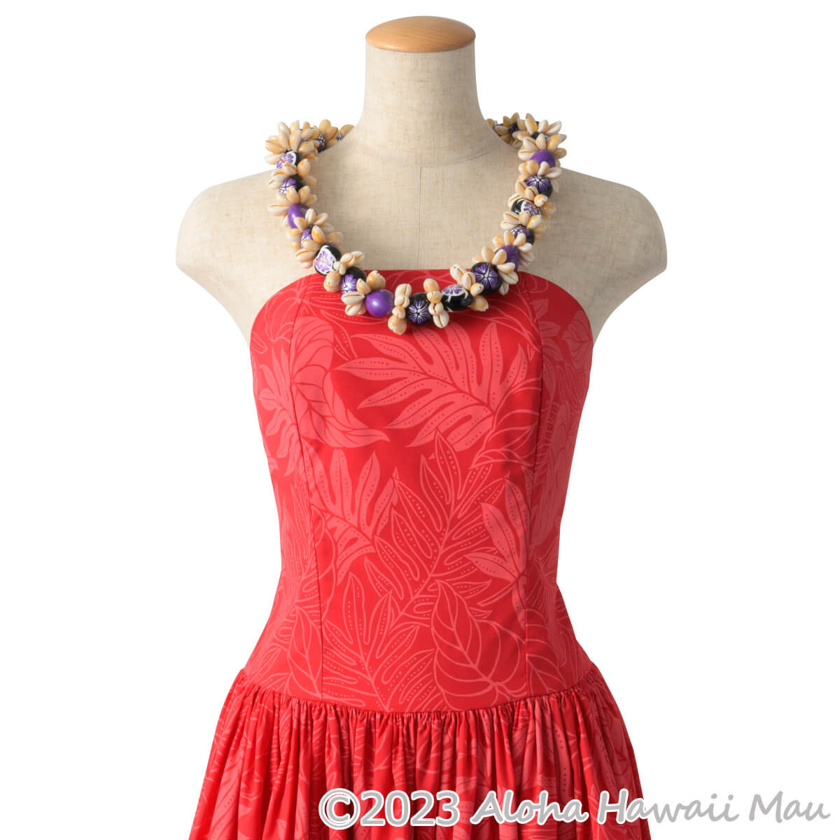 ククイ レイ ハイビスカス ペイント ククイ&カウリーシェル レイ パープル