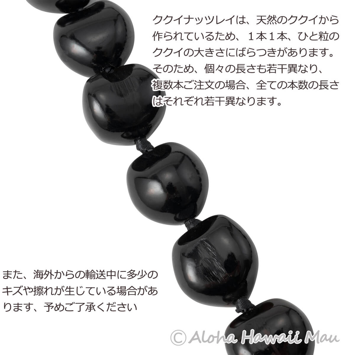 フラダンス レイ ククイ ロングレイ ブラック