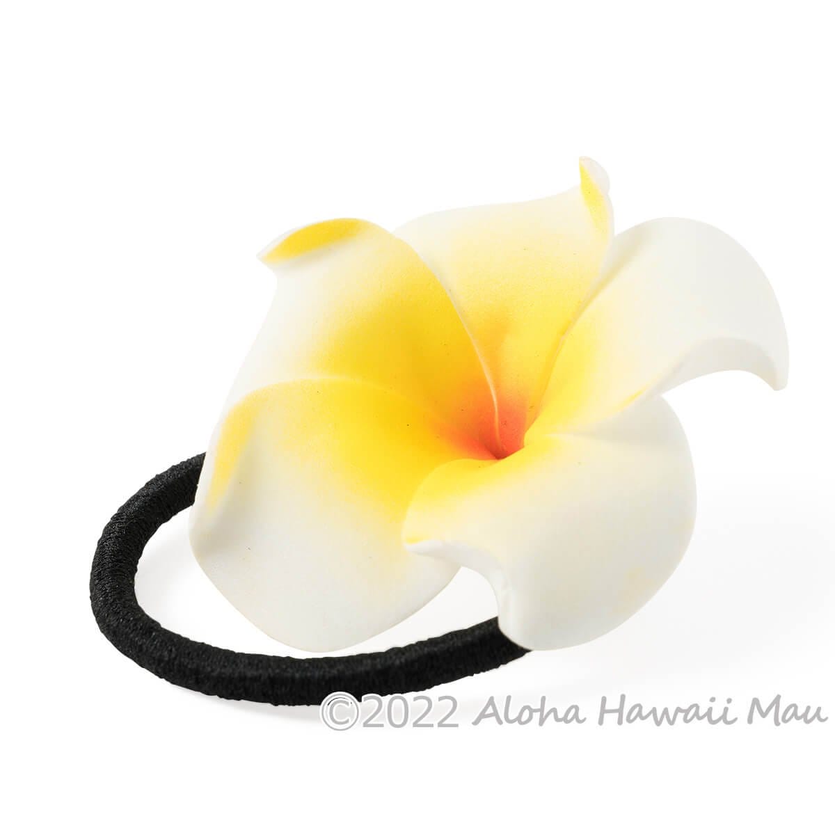 プルメリア ヘアゴム ホワイト/イエロー He Pua Nani ハワイアン ヘア