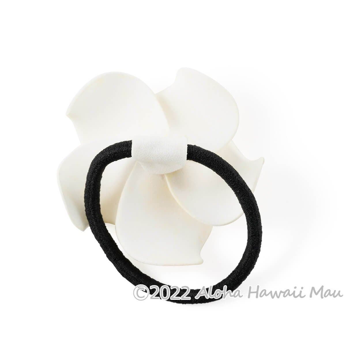 プルメリア ヘアゴム ホワイト/イエロー He Pua Nani ハワイアン ヘア