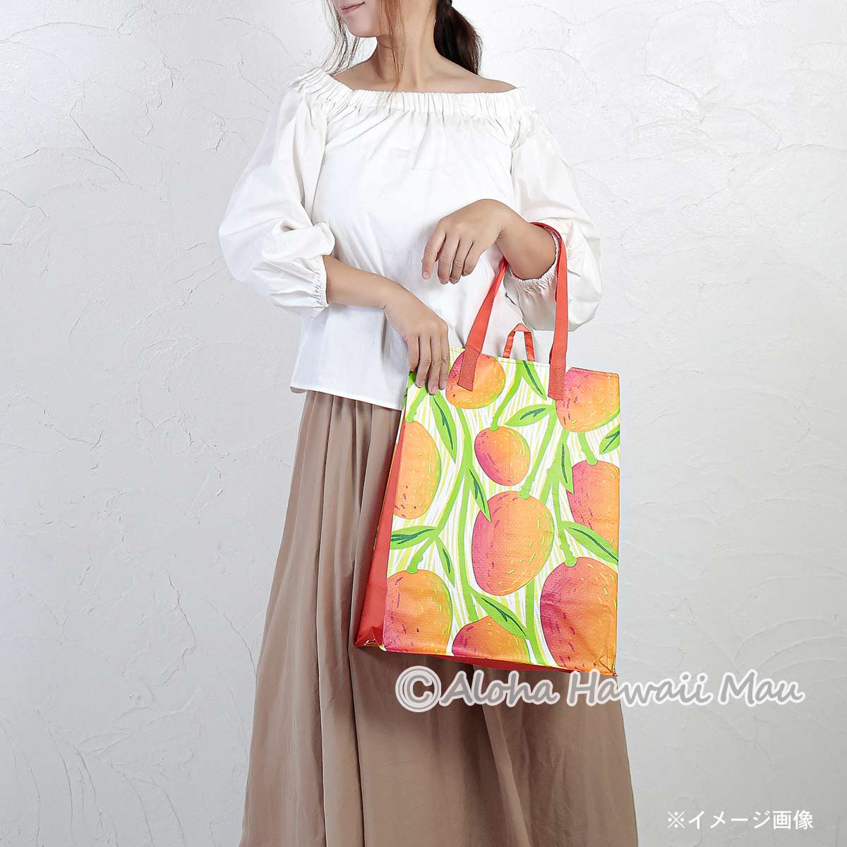 ハワイ限定〉フードランド エコバッグ マンゴー柄 リユーザブル トート