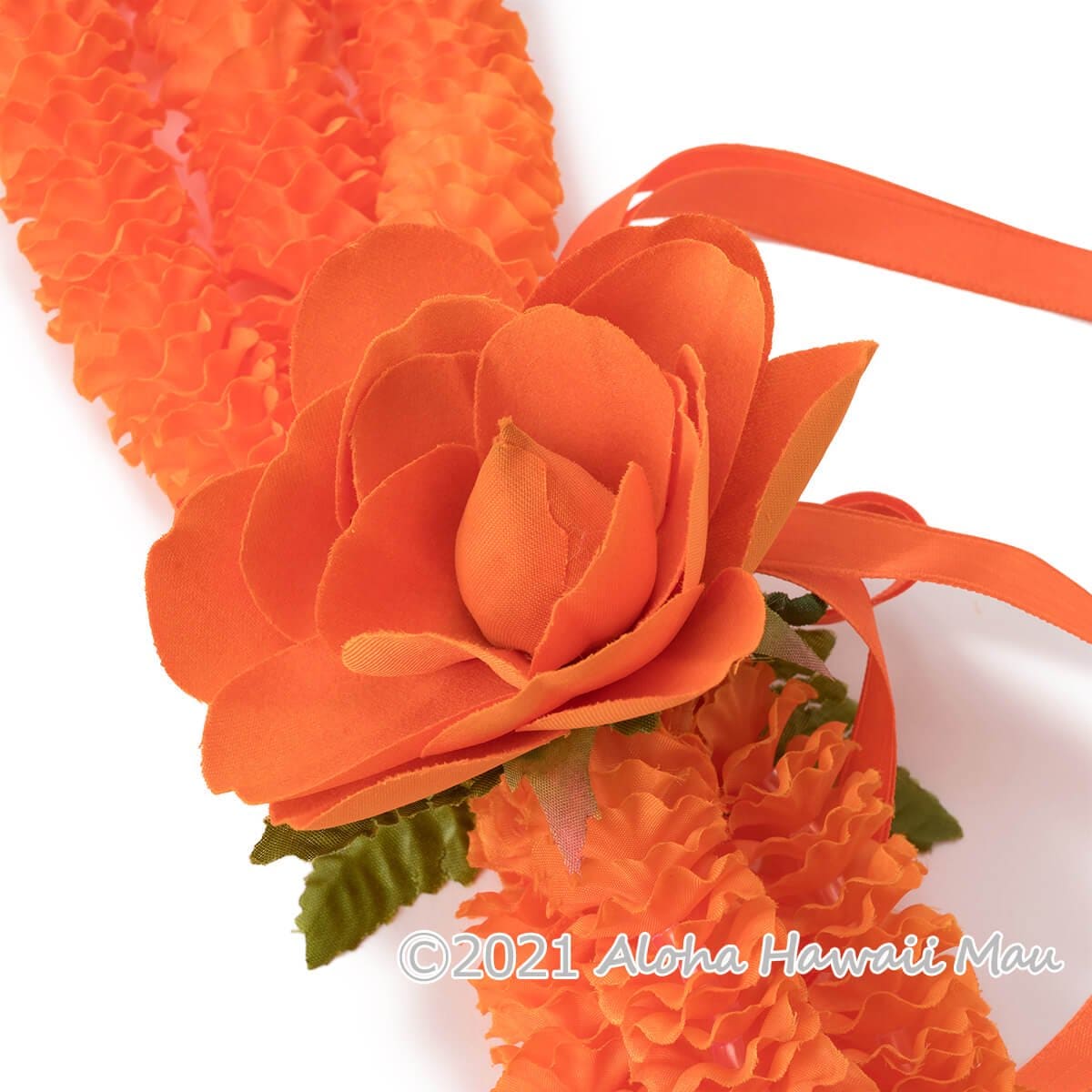 イリマ ロングレイ 3連 オレンジ フラダンス レイ | フラダンス