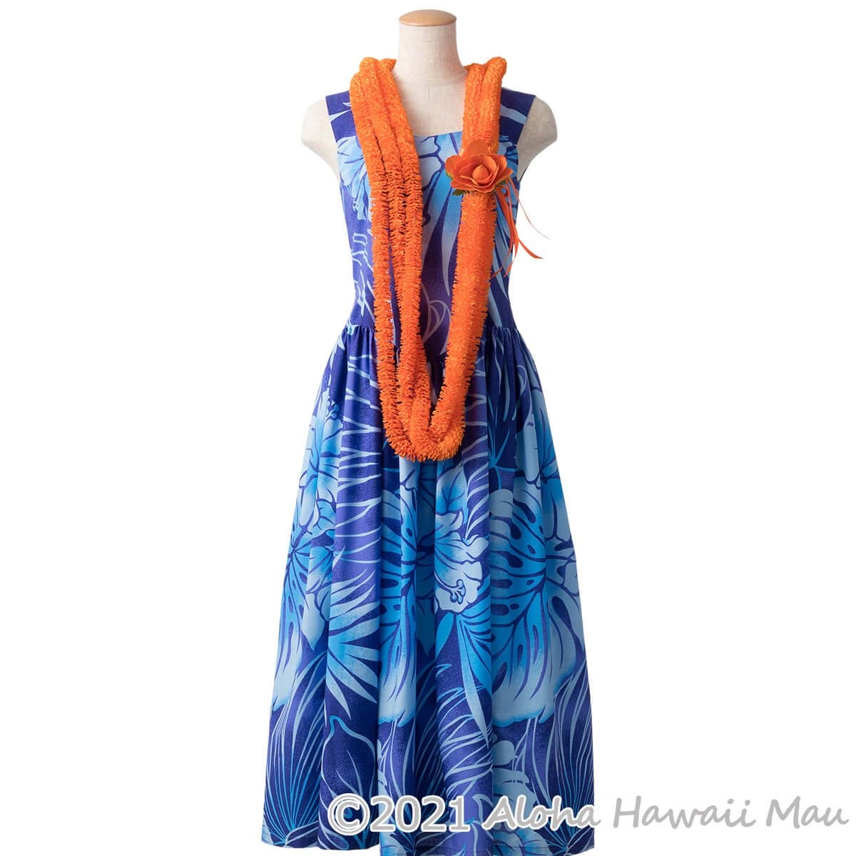 イリマ ロングレイ 3連 オレンジ フラダンス レイ | フラダンス