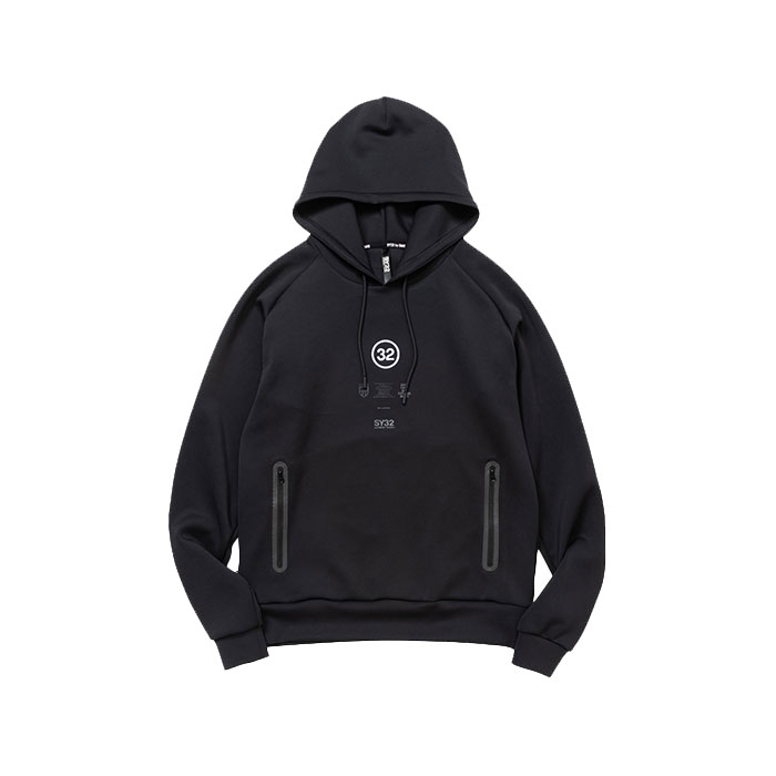 SY32 by SWEET YEARS DOUBLE KNIT EMBROIDERY LOGO P/O HOODIE 14111 BLACK
