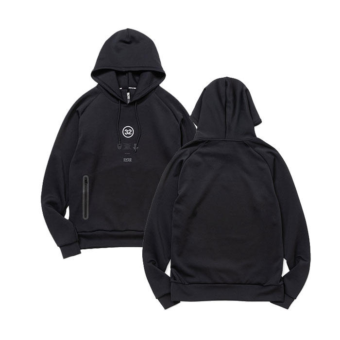 SY32 by SWEET YEARS DOUBLE KNIT EMBROIDERY LOGO P/O HOODIE 14111 BLACK