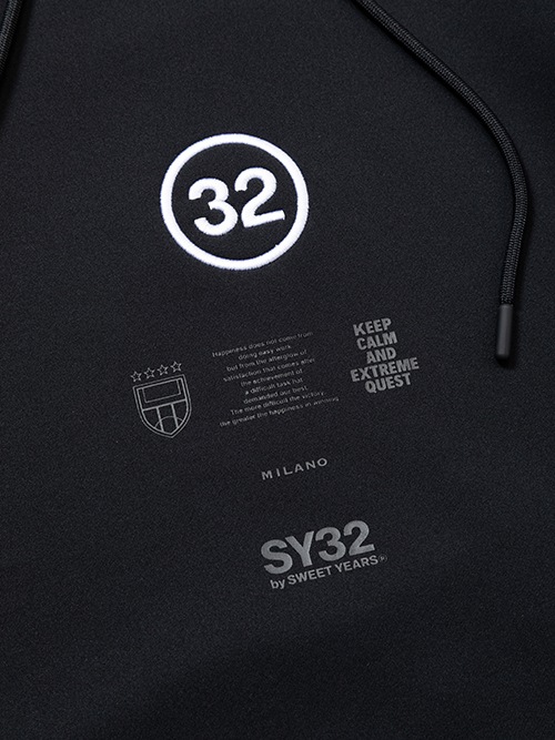 SY32 by SWEET YEARS DOUBLE KNIT EMBROIDERY LOGO P/O HOODIE 14111 BLACK