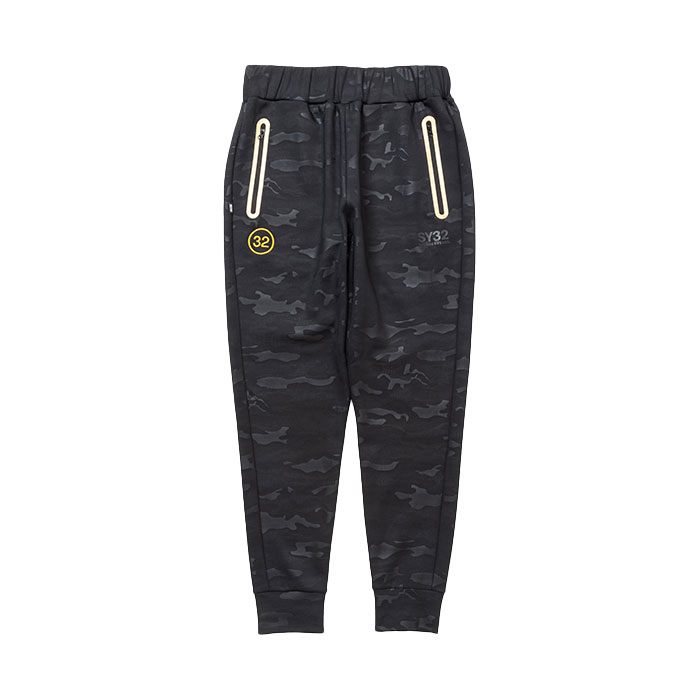 SY32 by SWEET YEARS DOUBLE KNIT EMBROIDERY LOGO LONG PANTS 14116 BLACK CAMO
