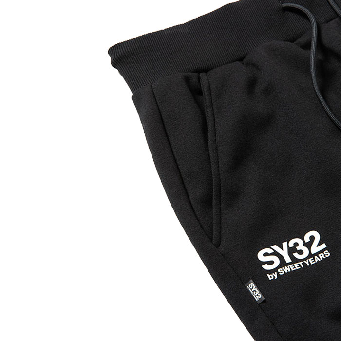 SY32 by SWEET YEARS SIDE LOGO SWEAT PANTS BLACK
