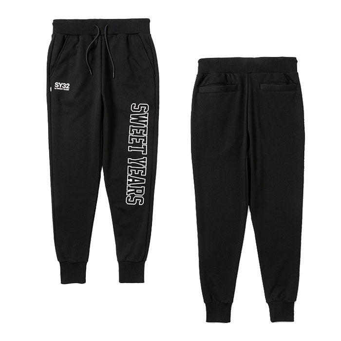 SY32 by SWEET YEARS SIDE LOGO SWEAT PANTS BLACK