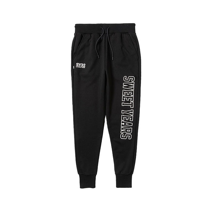 SY32 by SWEET YEARS SIDE LOGO SWEAT PANTS BLACK