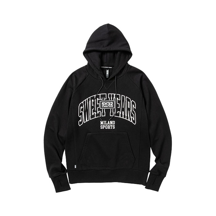SY32 by SWEET YEARS MIX LOGO P/O HOODIE BLACK