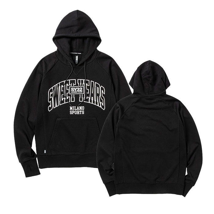 SY32 by SWEET YEARS MIX LOGO P/O HOODIE BLACK
