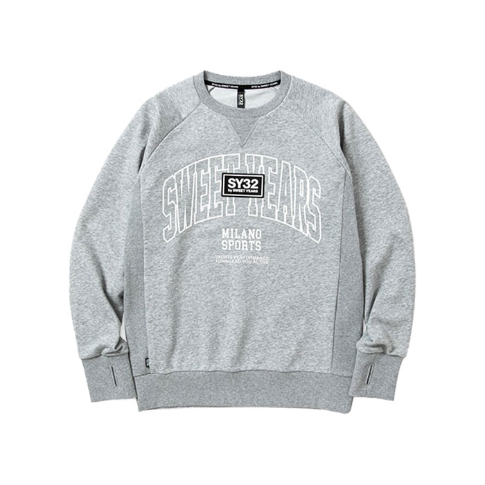 SY32 by SWEET YEARS MIX LOGO P/O CREW GRAY