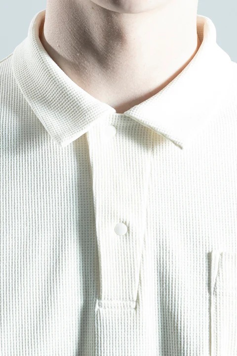 ATHLETADENHAM / WAFFLE POLO OPEN COLLAR