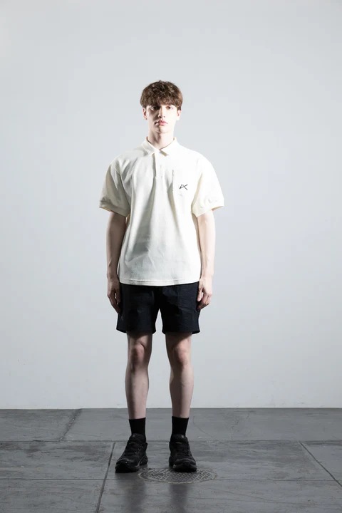 ATHLETADENHAM / WAFFLE POLO OPEN COLLAR