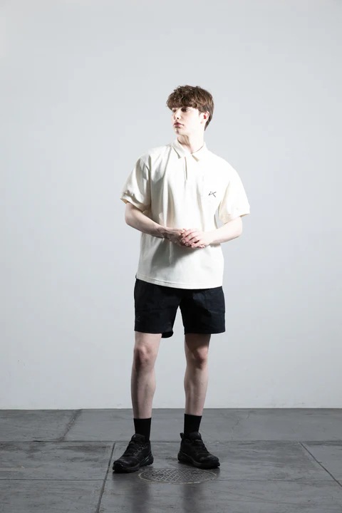 ATHLETADENHAM / WAFFLE POLO OPEN COLLAR