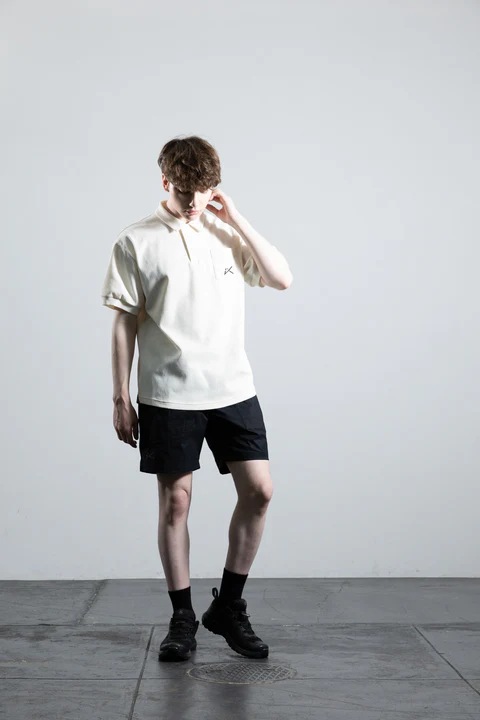 ATHLETADENHAM / WAFFLE POLO OPEN COLLAR