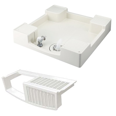 洗濯機用防水パン　TPF640 フォーセットパン ホワイト　給水栓付き TPF640｜テクノテック洗濯機用防水パン[給水栓付][フォーセットパン]