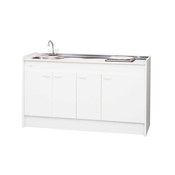 亀井製作所 ミニキッチン「ミニ」 ハーフタイプ 2口ガス(グリル無・斜め置き) 奥行58cm 間口105cm 左右仕様 亀井製作所 ミニキッチン「ミニ」 ハーフタイプ 2口ガス(グリル無