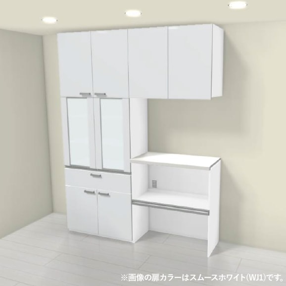 株)LIXIL 新商品 LIXIL システムキッチン シエラS(ShieraS) 周辺収納 カップボード+ハイカウンタープラン 家電収納(蒸気排出ユニットなし) + 下段オープンプラン 間口1800(900+900) の購入詳細ぺージです| 輸入建材から建築資材販売の