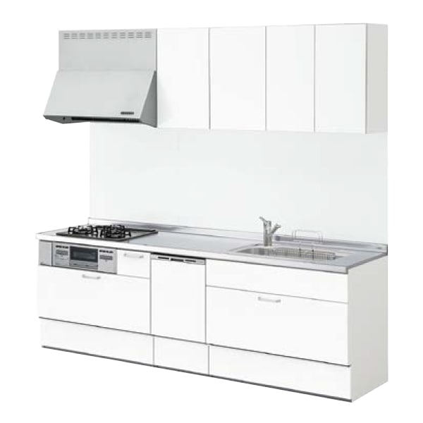 システムキッチン リクシル ノクト 壁付I型 W2550mm シンプル 3口コンロ 間口幅255×奥行60cm 食洗機なし 吊り戸棚付 グループ1 LIXIL 流し台 リフォーム Ｉ型 システムキッチン 255㎝ システムキッチン リクシル ノクト 壁付I