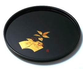金沢金箔工芸品】 尺丸盆『千両』黒（伝統工芸品） | お香/香炉/伝統