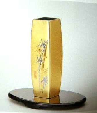 金沢金箔　金箔工芸　花器　花瓶　一輪挿し　正治② awa_kira_m1.jpg