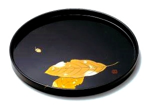 金沢金箔工芸品】 尺丸木製盆～大和路～（伝統工芸品） | お香/香炉