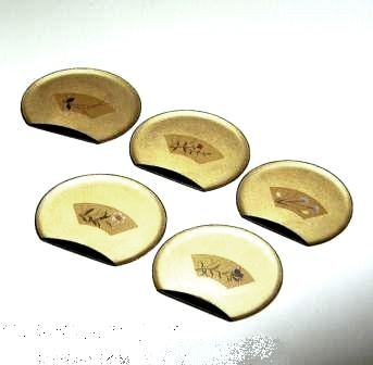 金沢金箔工芸品】 半月銘々皿 「四季」 5枚揃（伝統工芸品） | お香