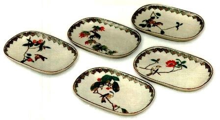 九谷焼/日用品》九谷焼横長絵皿揃 花鳥絵変り（食器・化粧箱入） | お