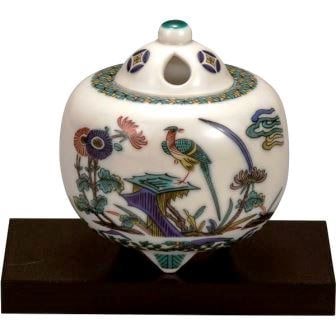 香炉/香立】九谷焼 古九谷花鳥（木箱付） | お香/香炉/伝統工芸品,香炉