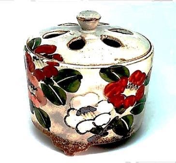 香炉・香立》清水焼香炉 乾山手・紅白椿（紙箱付） | お香/香炉