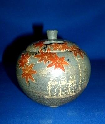 香炉/香立て》清水焼香炉 お地蔵さんと紅葉（木箱付） | お香