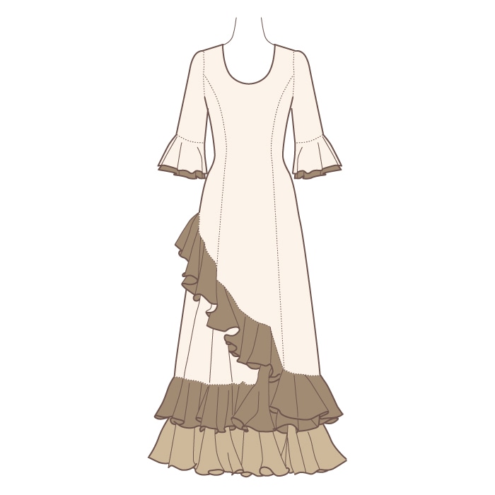 フリル舞うワンピース✨スタンダード向き練習着 後ろファスナー