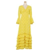 フラメンコ　衣装のみ　イベリア　エルモサ　ベージュ　イエロー　レッド　水玉 フラメンコ 衣装のみ イベリア エルモサ ベージュ イエロー