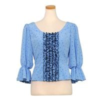 【美品】イベリア／フラメンコ衣装ブラウス／ライトブルー／Mサイズ相当 フラメンコ衣装 ブラウス Sサイズ K877 | アトリエ貴美恵