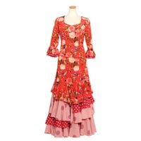 フラメンコ　衣装のみ　イベリア　エルモサ　ベージュ　イエロー　レッド　水玉 イベリアオンラインショップ