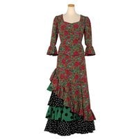 フラメンコ　衣装のみ　イベリア　エルモサ　ベージュ　イエロー　レッド　水玉 イベリアオンラインショップ