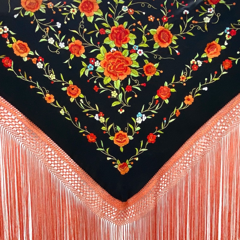 BF-17612 シルク刺繍マントン 【単色】【全8色】【フラメンコ用品