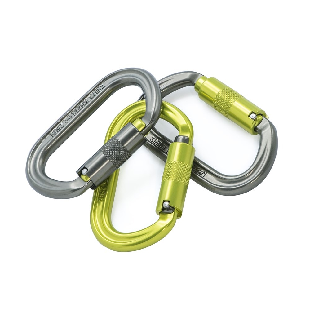 ISC ���ե��å� �����Х� ����ӥ� 3�ĥ��å� Offset Oval Karabiner 3-Pack, Lemon&Titanium 