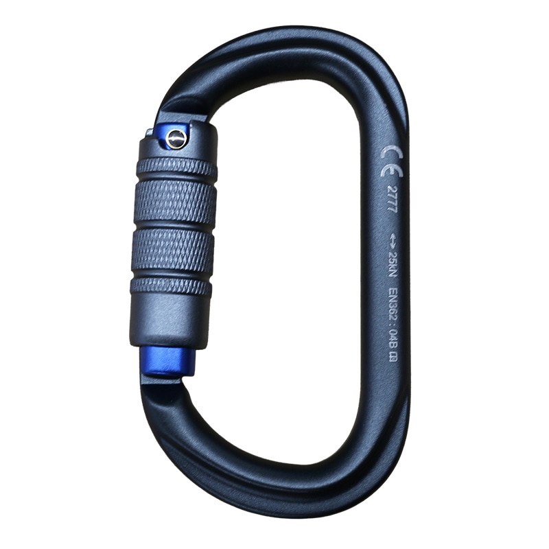 TREEPRO �ȥ�ץ륢������� ����ߥ����Х륫��ӥ� �����󥰥졼�ߥ֥롼 Aluminium Oval Karabiner Titaniumgray��Blue 