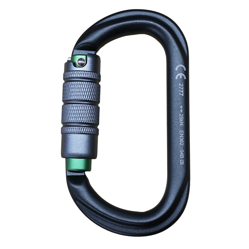 TREEPRO �ȥ�ץ륢������� ����ߥ����Х륫��ӥ� �����󥰥졼�ߥ��꡼�� Aluminium Oval Karabiner Titaniumgray��Green 