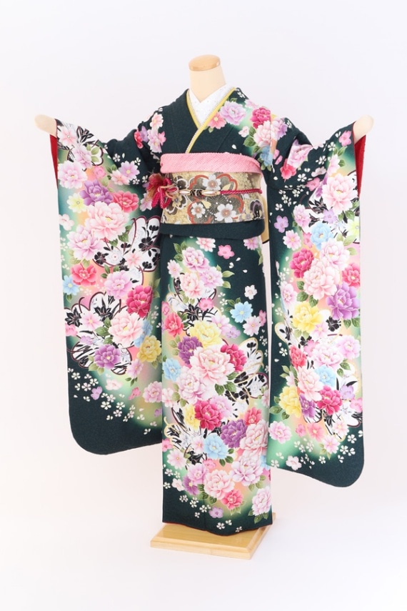 振袖 レンタル 成人式 フルセット 緑