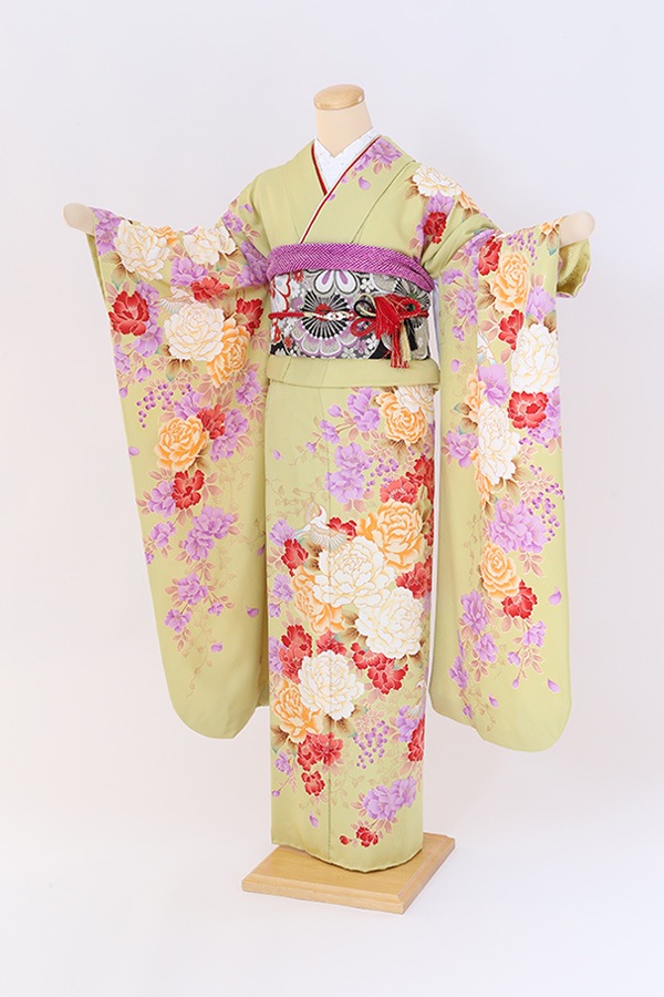 振袖 レンタル 成人式 フルセット 黄緑