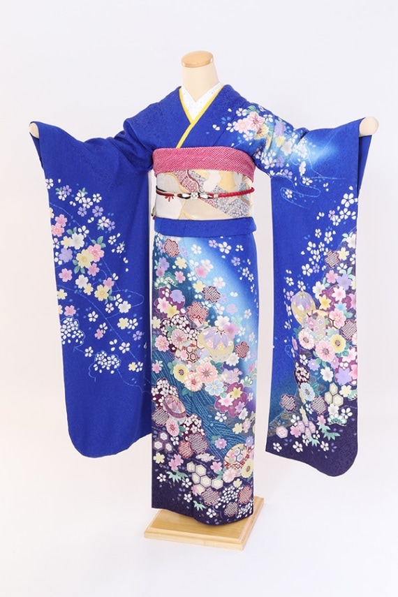 振袖 レンタル 成人式 フルセット 青
