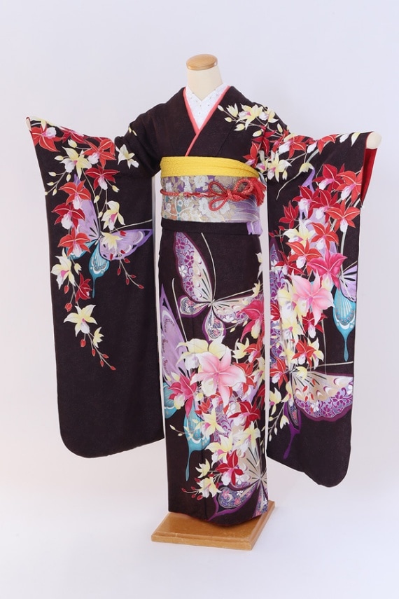 振袖 レンタル 成人式 フルセット こげ茶