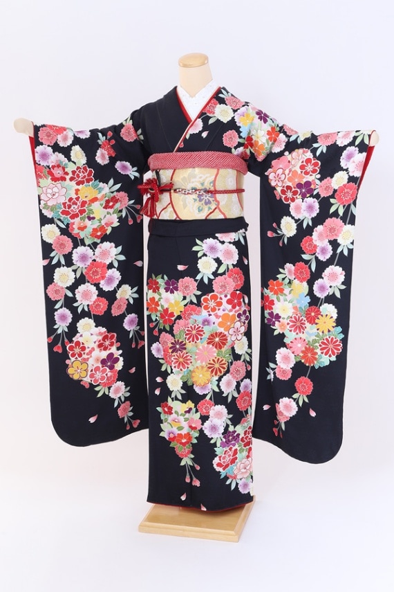 振袖 レンタル 成人式 フルセット 黒