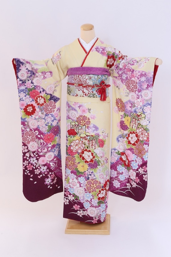 振袖 レンタル 成人式 フルセット クリーム